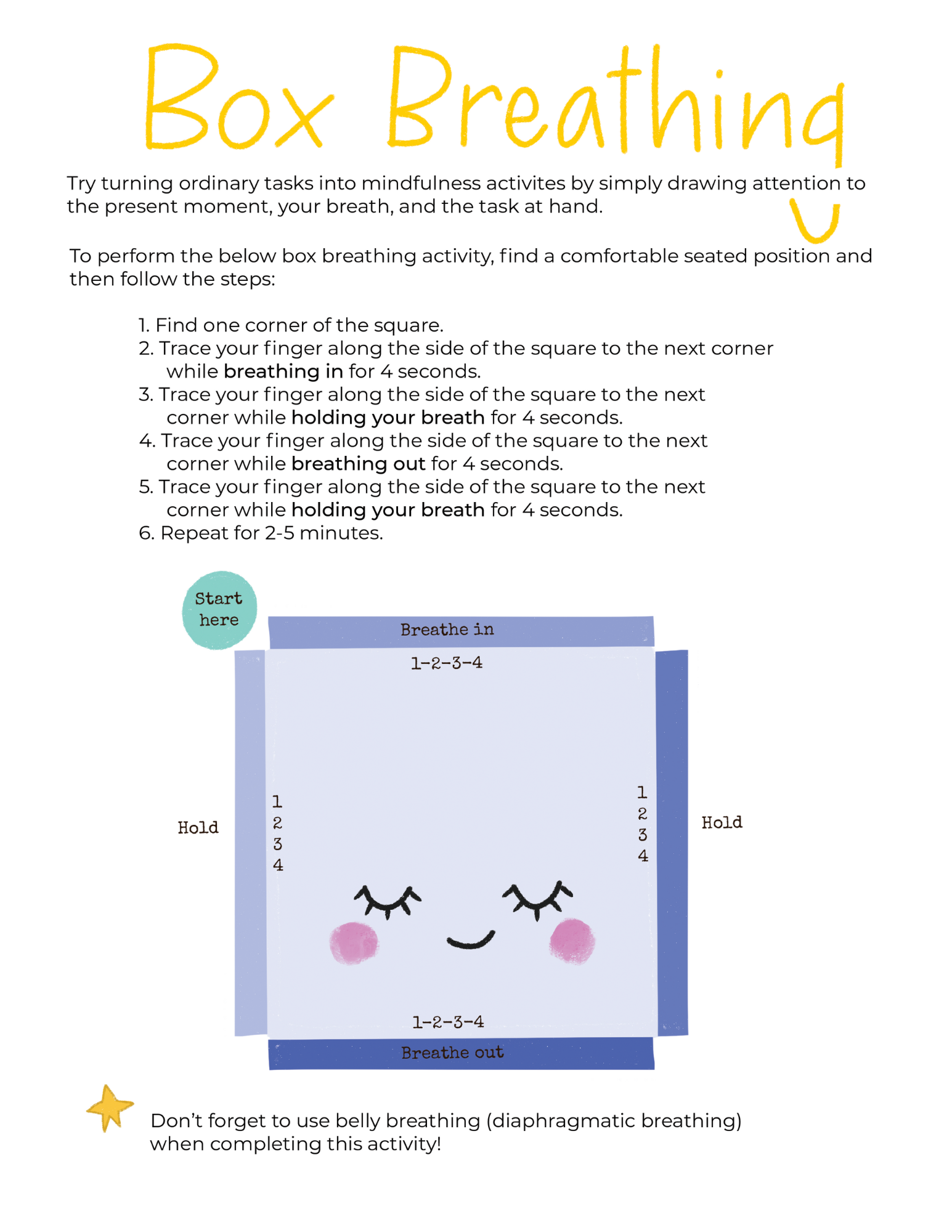 Box Breathing Activity Page