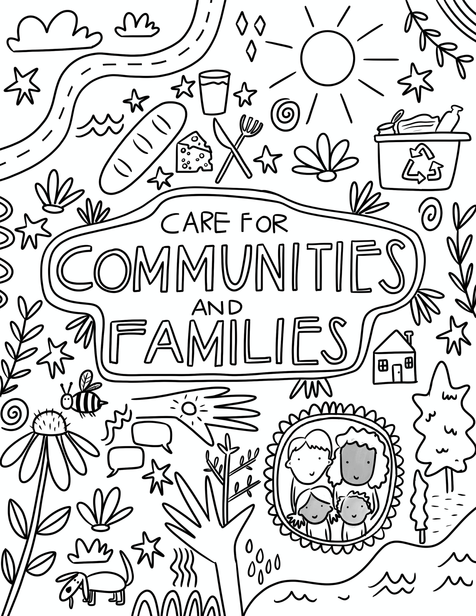 Care for Communities and Families Coloring Page