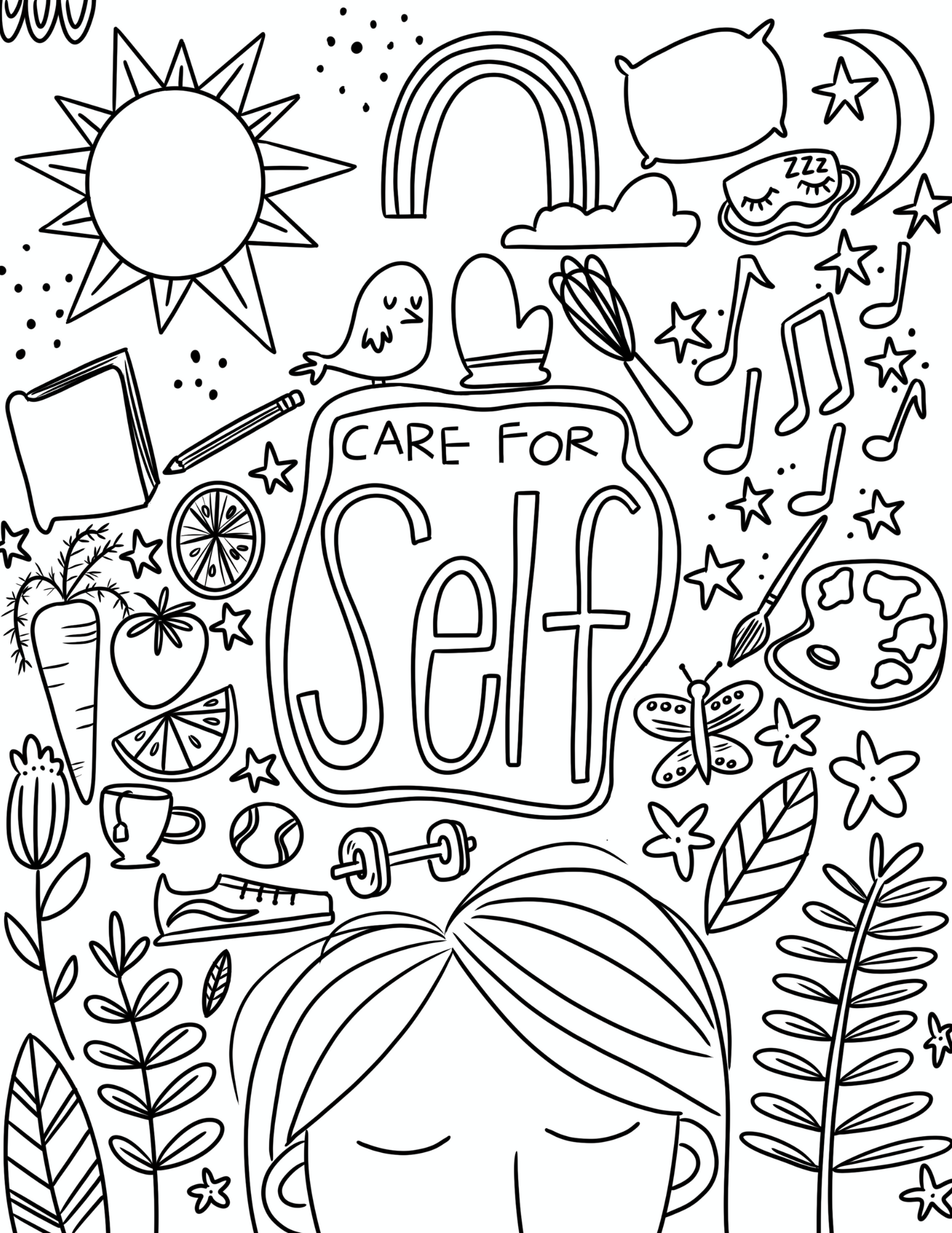 Care for Self Coloring Page