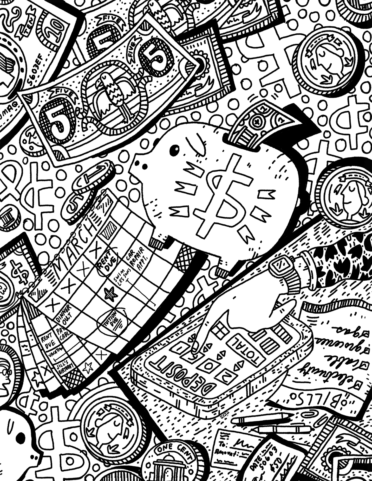 Financial Wellness Coloring Page