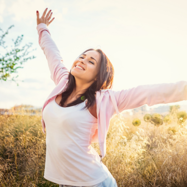 Person stretching in the sun