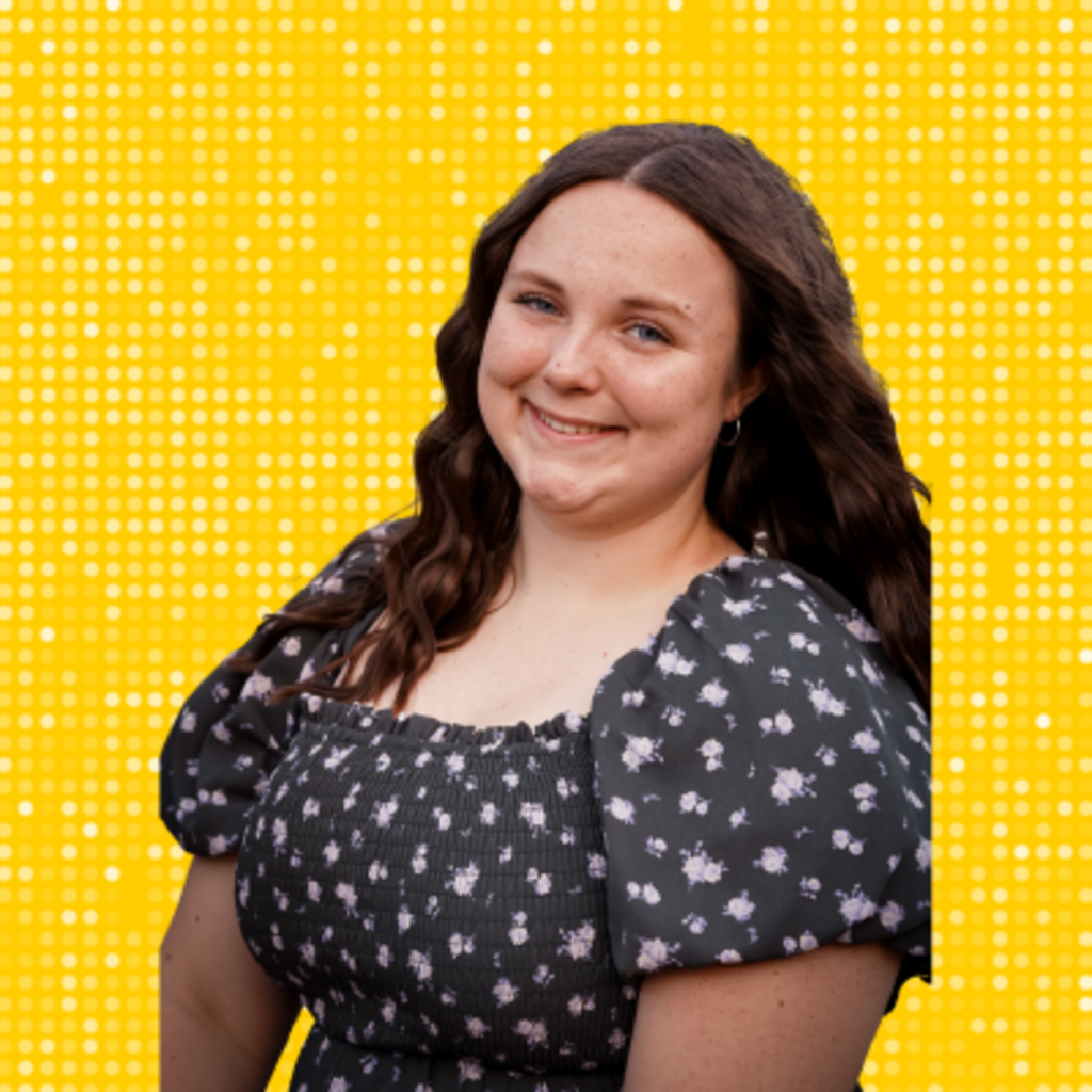 Photo of Madison Lear with decorative gold background