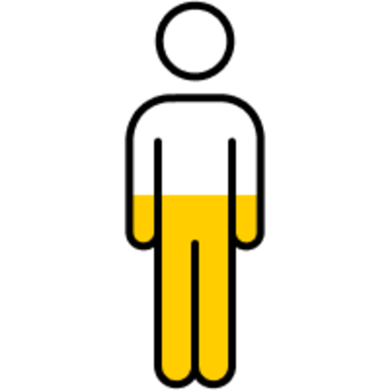 Outline of person, 50% filled with gold