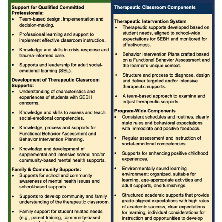 Therapeutic classroom framework graphic