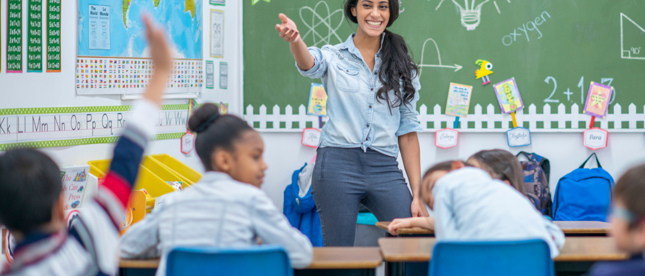 teacher in front of classroom