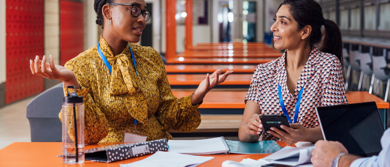 Two women talking