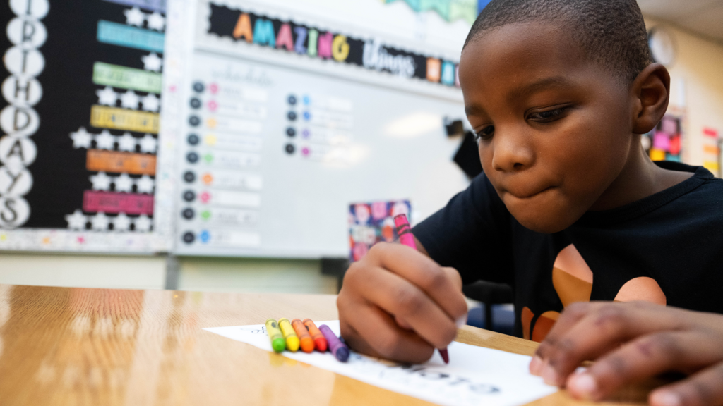 student writing