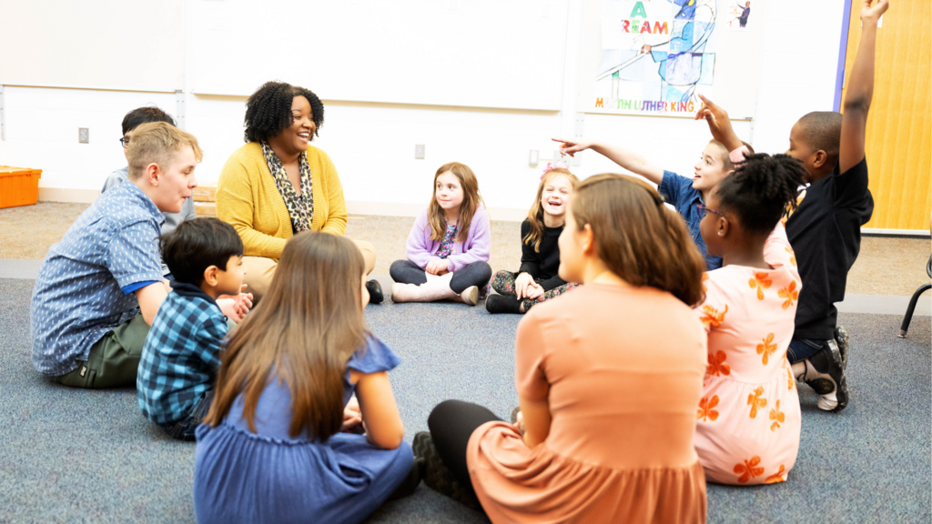 circle of students and teacher