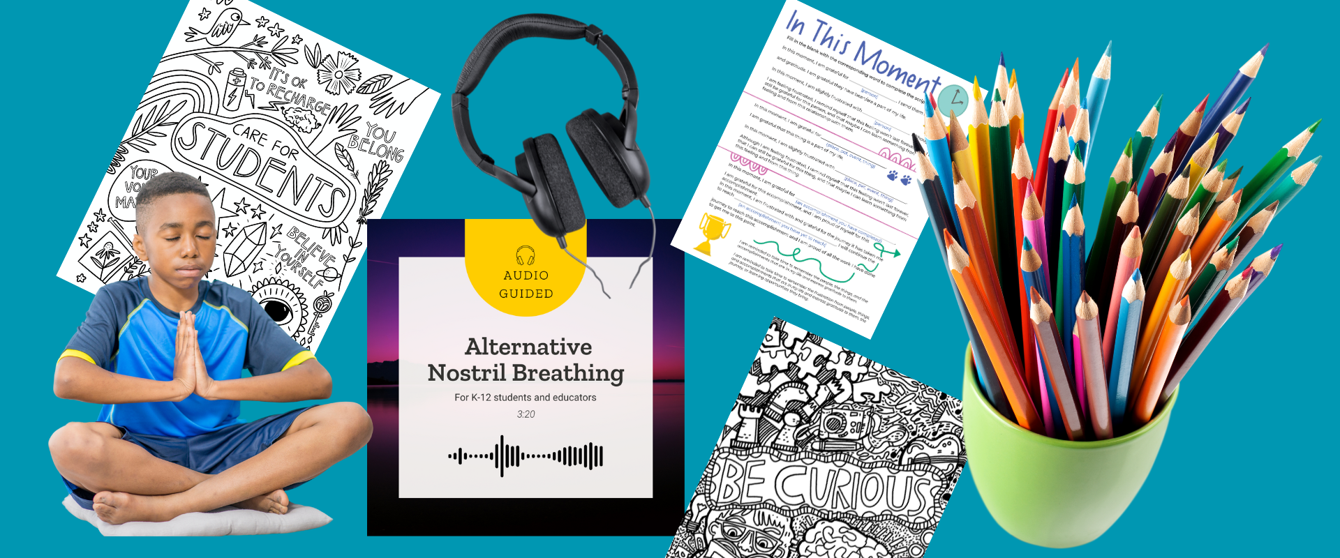 Coloring page and audio files web page header